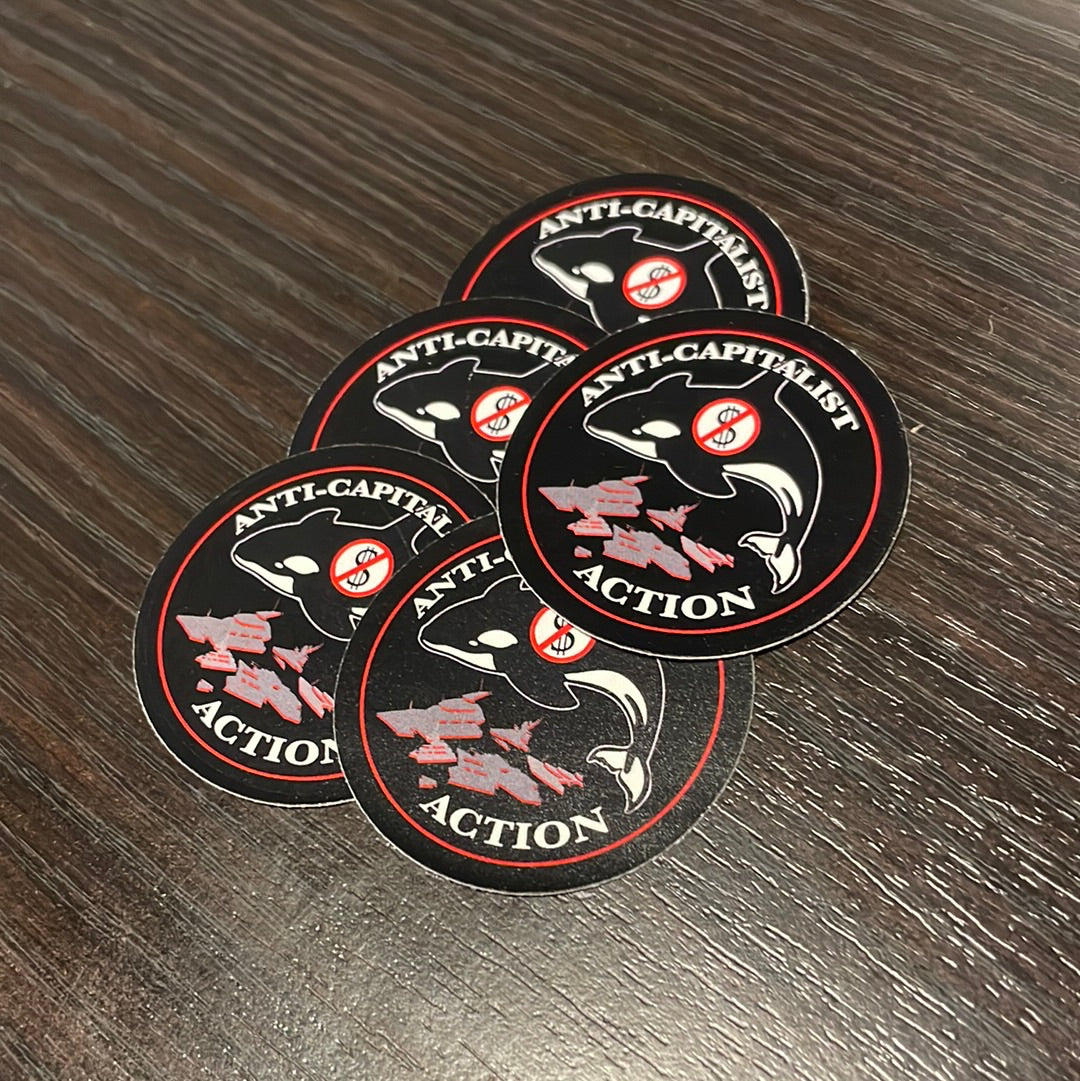 5x “Anti-Capitalist Orca” Stickers